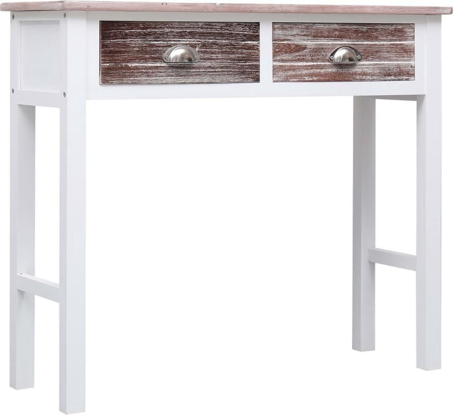 VidaXL Wandtafel Hout Bruin 90x30x77 cm Consoletafel Salontafel Bijzettafel Houten Meubilair Bruine Meubelen Kast Met Laden Vintage Style Landelijke Stijl