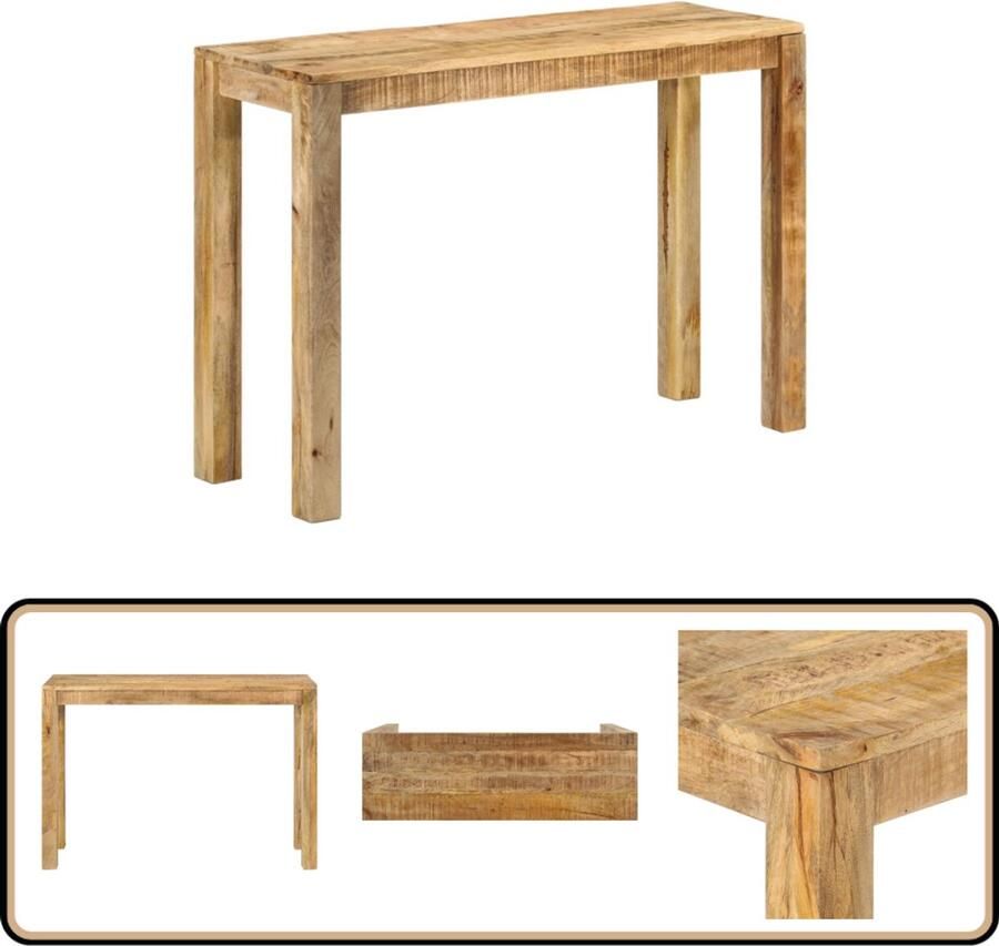 VidaXL Wandtafel Mangohout 110x35x76 cm Consoletafel Mangohout Landelijke Stijl Rustic Salontafel