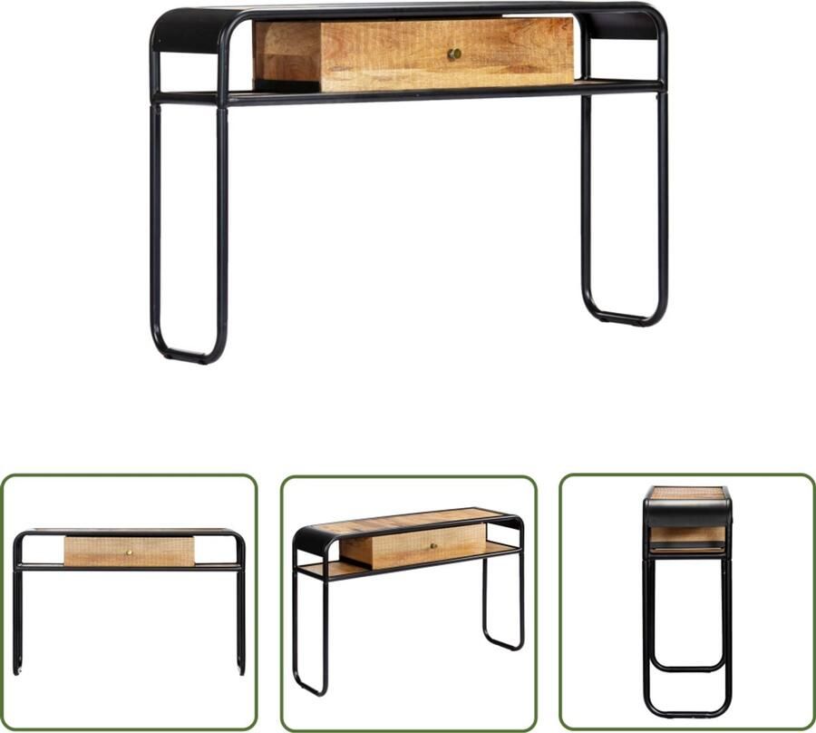 VidaXL Wandtafel Mangohout 118x30x75 cm Vintage Tafel Wandtafel Salontafel Entreetafel Mangohouten Tafel Industriële Tafel