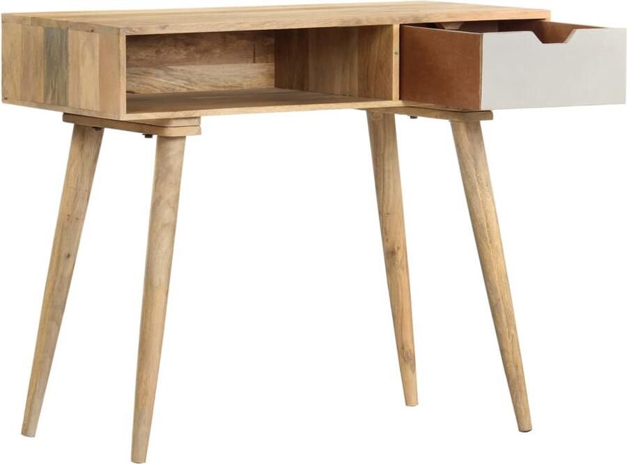 VidaXL Wandtafel Mangohout 89x44x76 cm Natuur Wandtafel Mangohol Rustic Vintage Industriële Meubelen Entreetafel Bijzettafel Tv Tafeltje