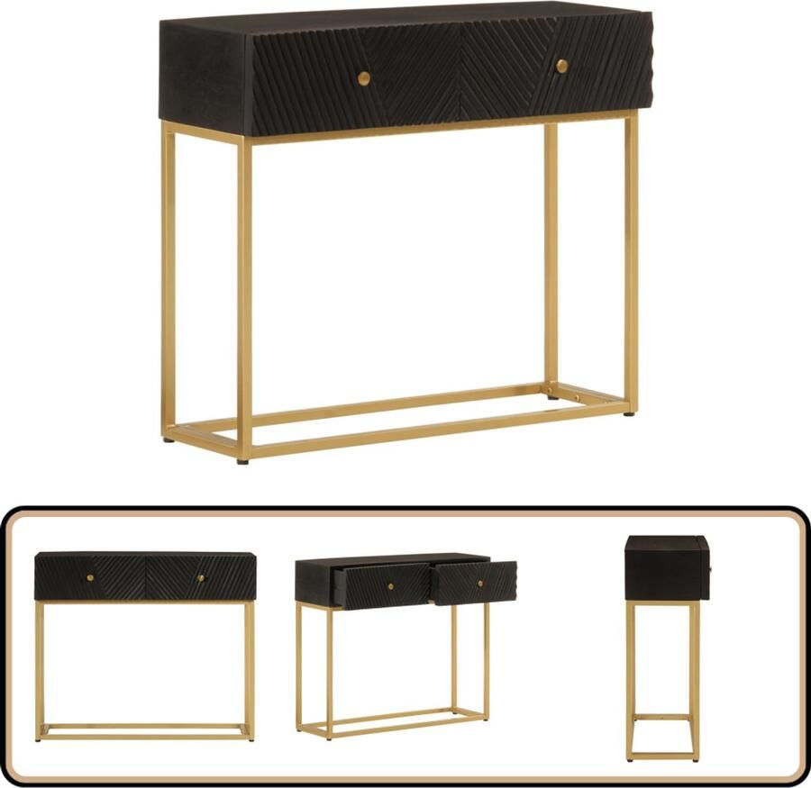 VidaXL Wandtafel Mangohout en IJzer Zwart Wandtafel Wandtafels Bijzettafel Console Tafel