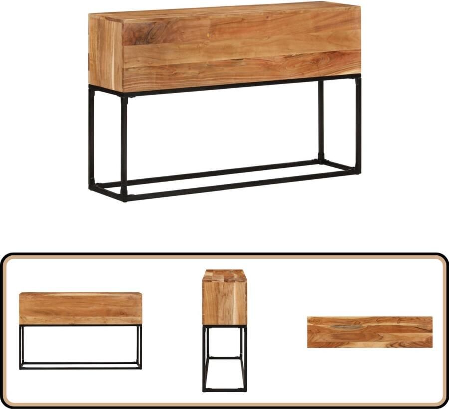 VidaXL Wandtafel Massief Acaciahout 120x30x75 cm Consoletafel Wandtafel Industrieel Design Houten Meubilair Acacia Hout