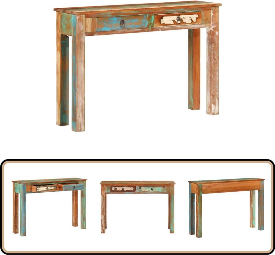 VidaXL Wandtafel Massief Gerecycled Hout 110x30x75 cm Wandtafel Houten Tafel Sidetable Vintage Tafel Industriële Tafel