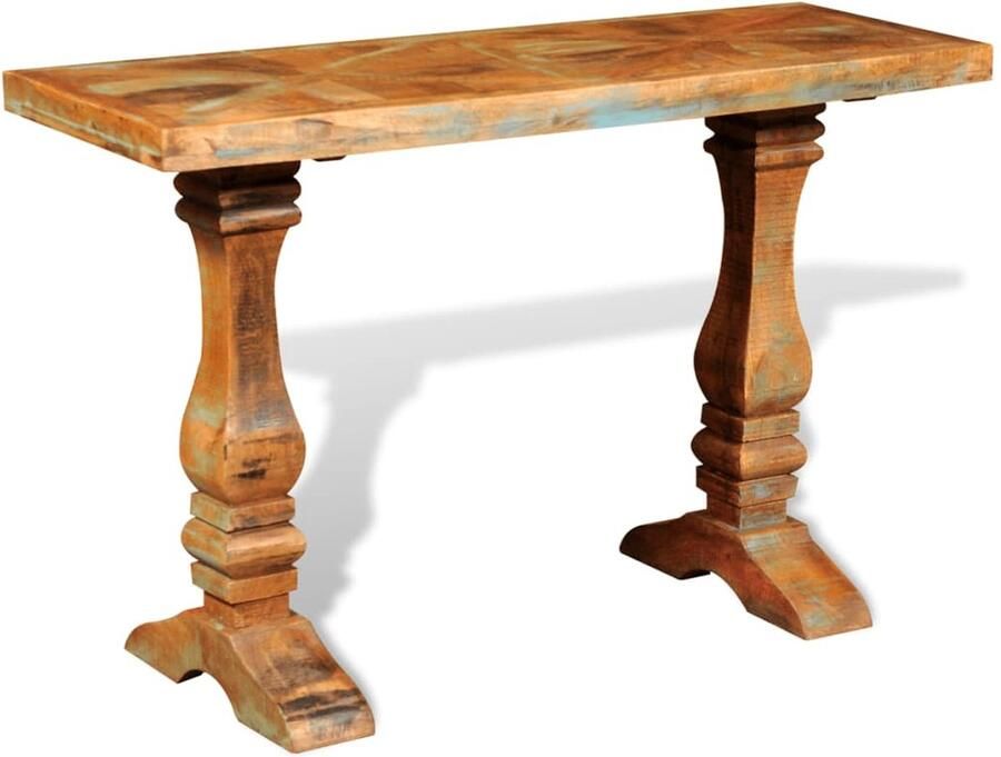 VidaXL Wandtafel massief gerecycled hout 120x40x76 cm Wandtafel Antiek Landelijke Stijl Houten Wandtafel Salontafel Entreetafel Retro Upcycled Furniture Gerecycleerd Hout - Foto 2