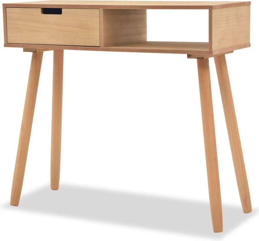 VidaXL Wandtafel Massief Grenenhout 80x30x72 cm Wandtafel Grenenhout Bruine Tafel Sidetable Tv Stand Consoletafel Livingroom Furniture Vintage Style Scandinavian Style Rustic Style Klein Meubelstuk Multifunctioneel Meubilair - Foto 2
