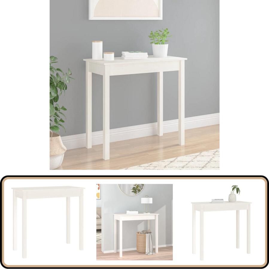 VidaXL Wandtafel Massief Grenenhout Wit Wandtafel Grenoble Hout Witte Tafel Salontafel Opbergruimte Muurplank