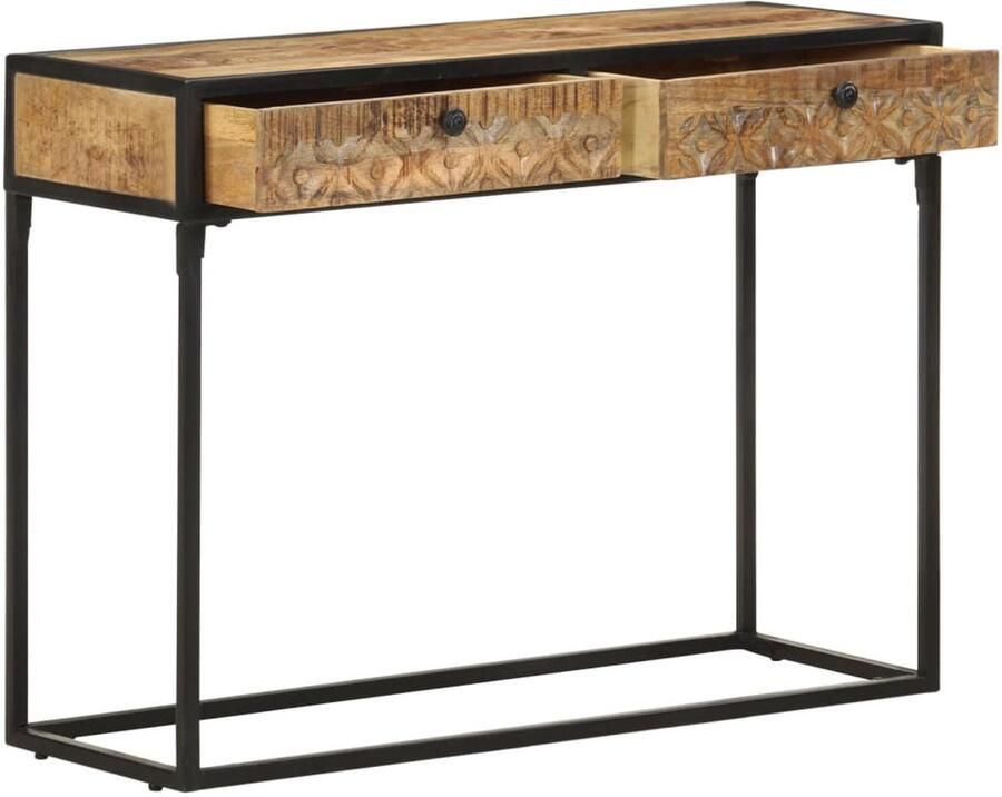 The Living Store Wandtafel 100x35x75 cm massief mangohout Wandtafel Consoletafel Mangohouten Tafel Industriele Design Vintage Tafel