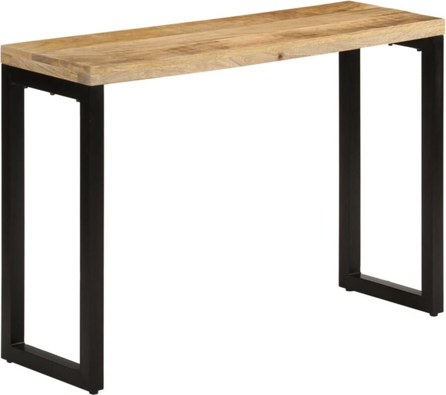 VidaXL Wandtafel Massief Mangohout 110x35x76 cm Scandinavische Tafel Wandtafel Haltafel Salontafel Mango Hout Houten Tafel Zwarte Poot - Foto 2