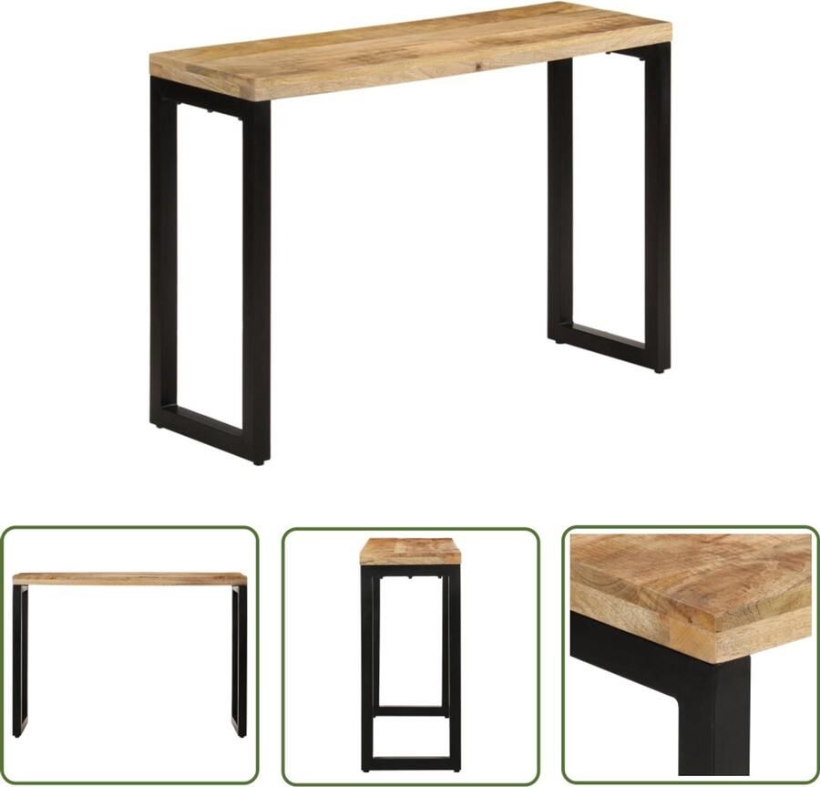 VidaXL Wandtafel Massief Mangohout 110x35x76 cm Scandinavische Tafel Wandtafel Haltafel Salontafel Mango Hout Houten Tafel Zwarte Poot