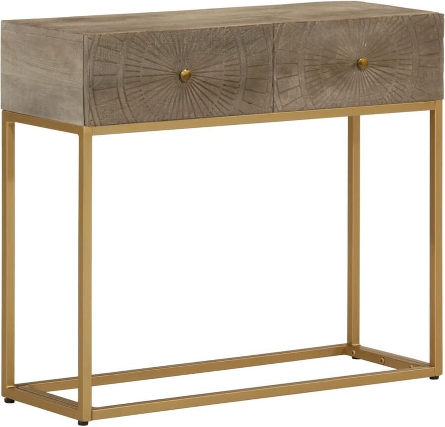 VidaXL Wandtafel Massief Mangohout en IJzer 90x30x76 cm Wandtafel Wandtafels Bijzettafel Console Tafel