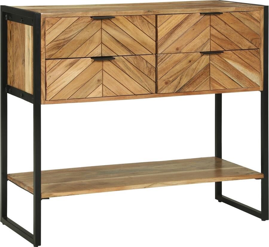 VidaXL Wandtafel met lade Bruin 90 x 35 x 80 cm massief mangohout