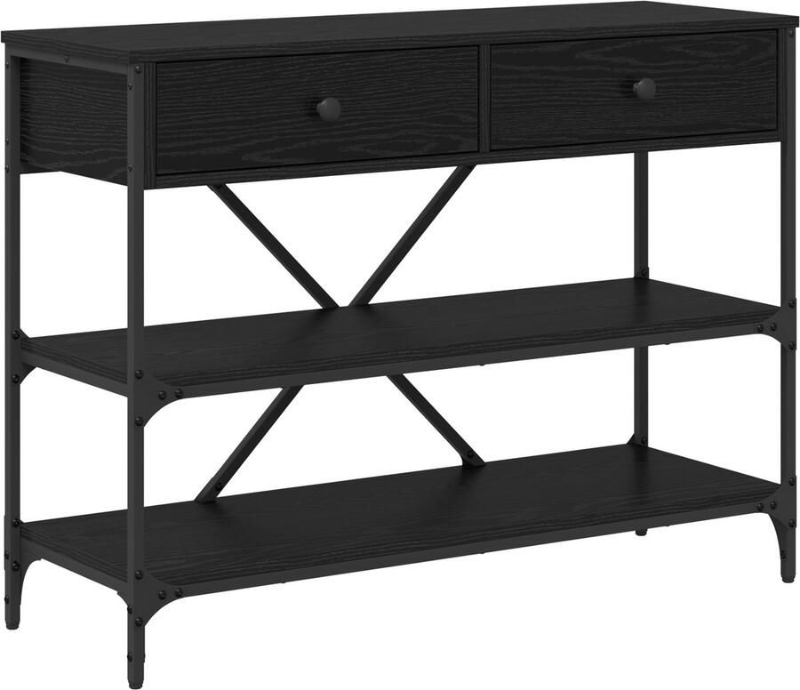 VidaXL Wandtafel met lade met plank Anders met opslag Zwart eiken