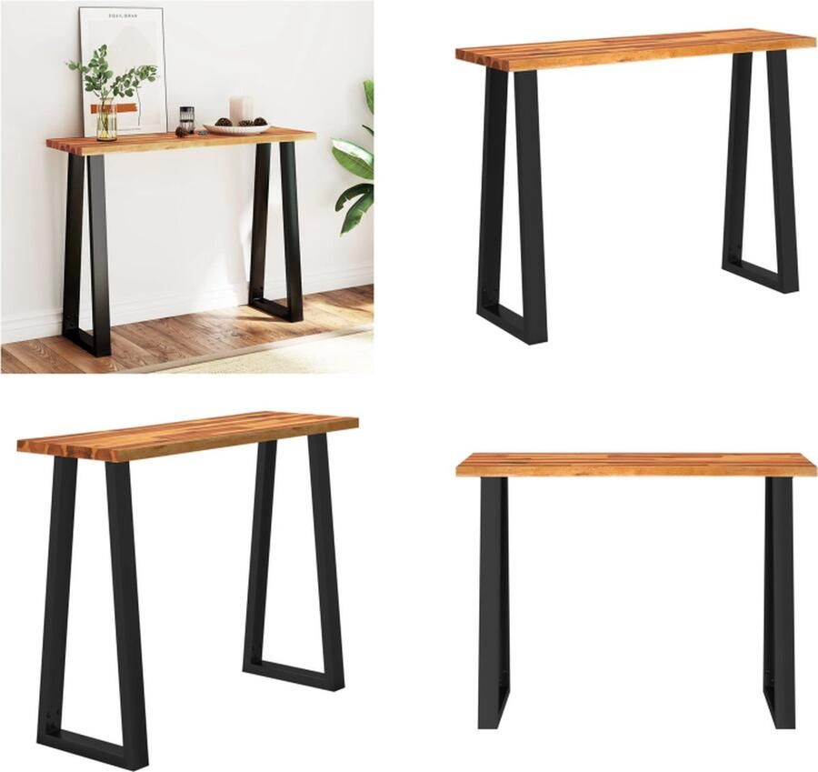 VidaXL -Wandtafel-met-natuurlijke-rand-110x35x80-cm-massief-acaciahout Wandtafel Wandtafels Bijzettafel Console Tafel