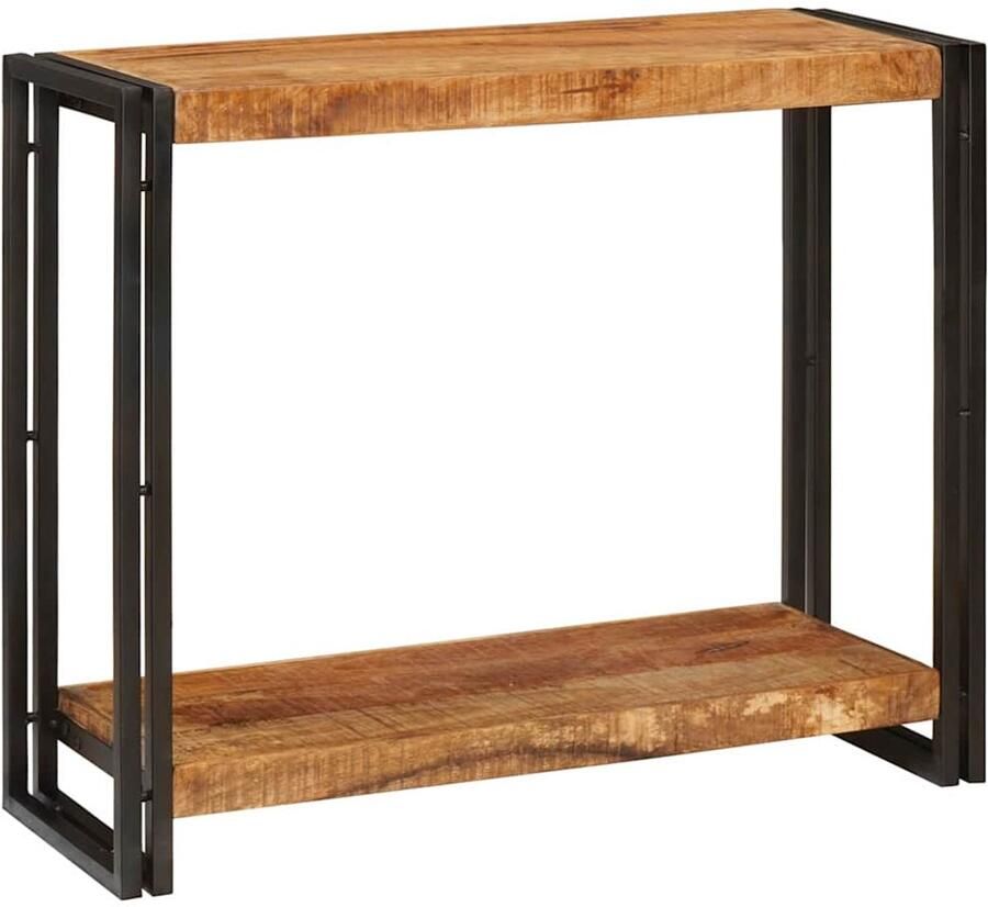 VidaXL Wandtafel met plank Bruin 90 x 33 x 75 cm Massief ruw mangohout