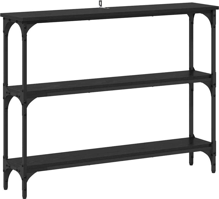 VidaXL Wandtafel met plank Zwart eiken 100 x 22.5 x 75 cm Bewerkt hout