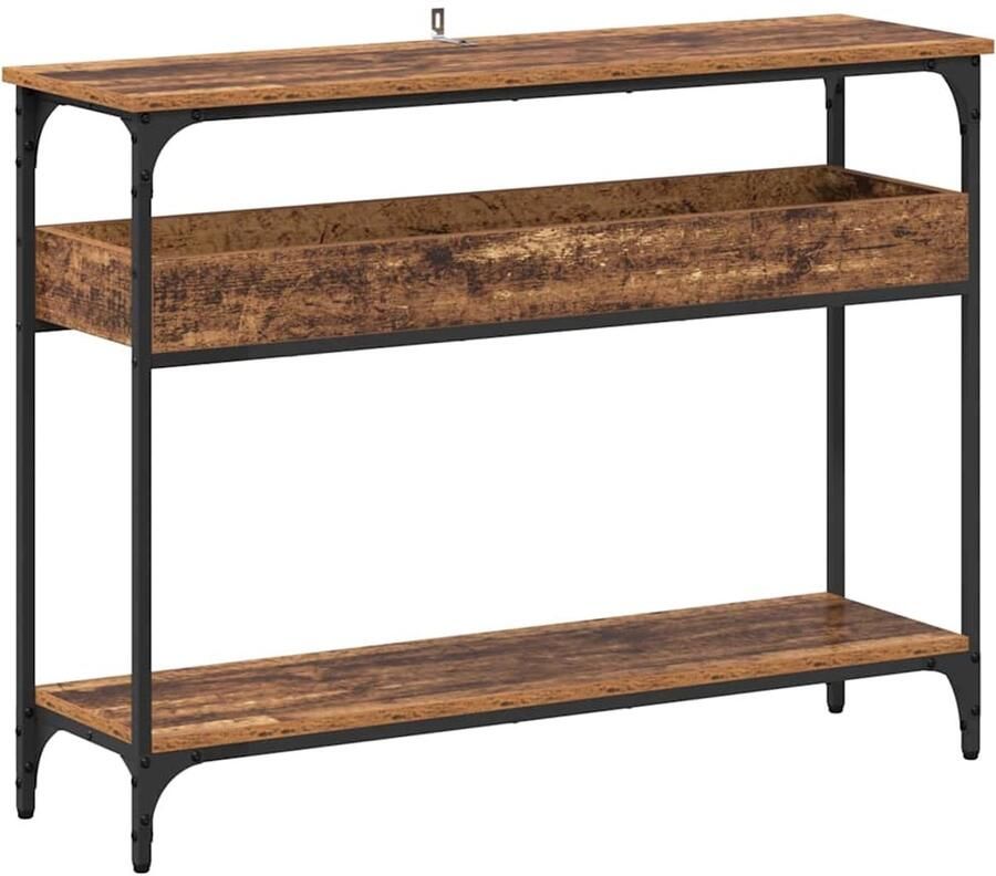 VidaXL Wandtafel met plank Oud hout 100 x 29 x 75 cm Bewerkt hout
