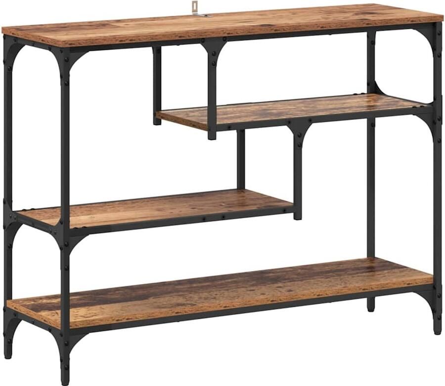 VidaXL Wandtafel met plank Oud hout 100 x 30 x 75 cm Bewerkt hout