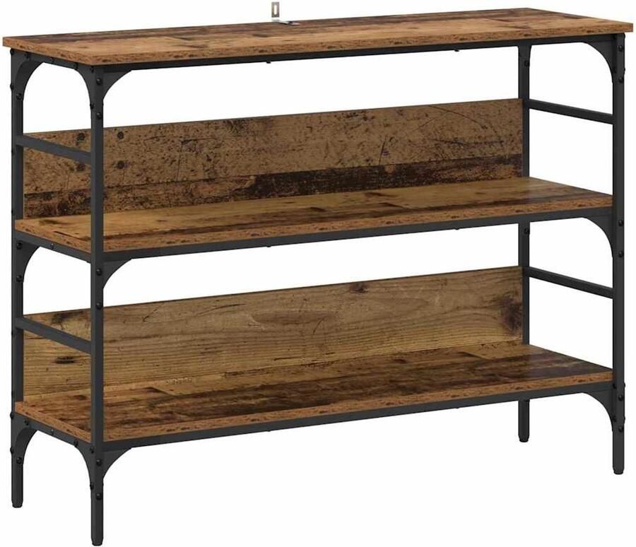 VidaXL Wandtafel met plank Oud hout 100 x 32 x 75 cm Bewerkt hout