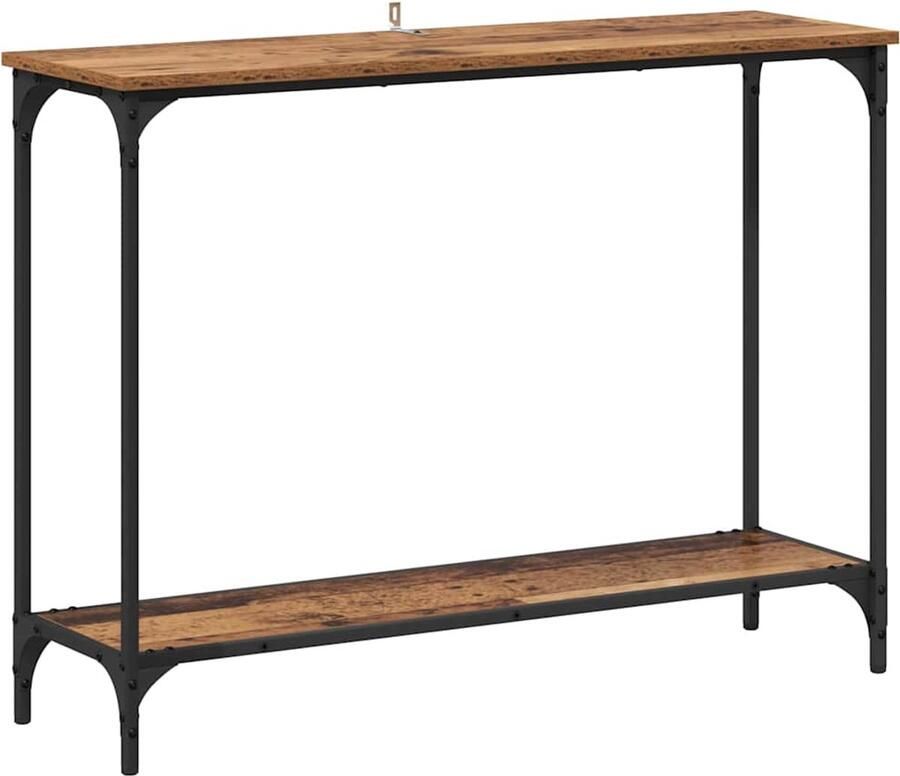 VidaXL Wandtafel met plank Oud hout 101 x 30.5 x 75 cm Bewerkt hout