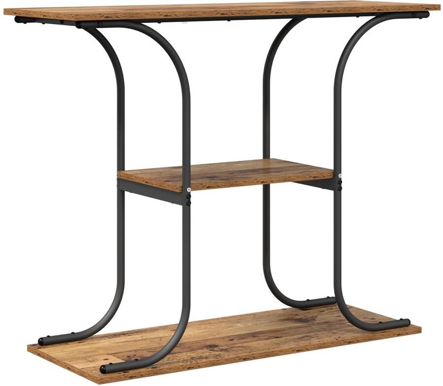 VidaXL Wandtafel met plank met opslag Oud hout 101 x 35 x 80.5 cm Bewerkt hout