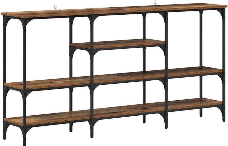 VidaXL Wandtafel met plank Oud hout 160 x 29 x 80 cm Bewerkt hout