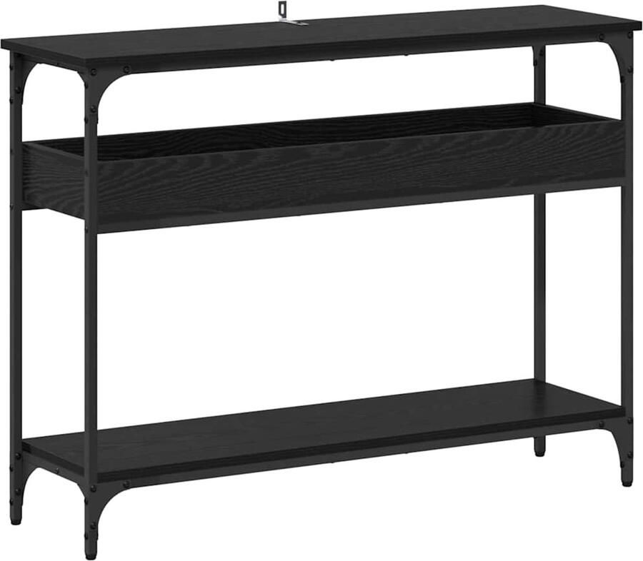 VidaXL Wandtafel met plank Zwart eiken 100 x 29 x 75 cm Bewerkt hout