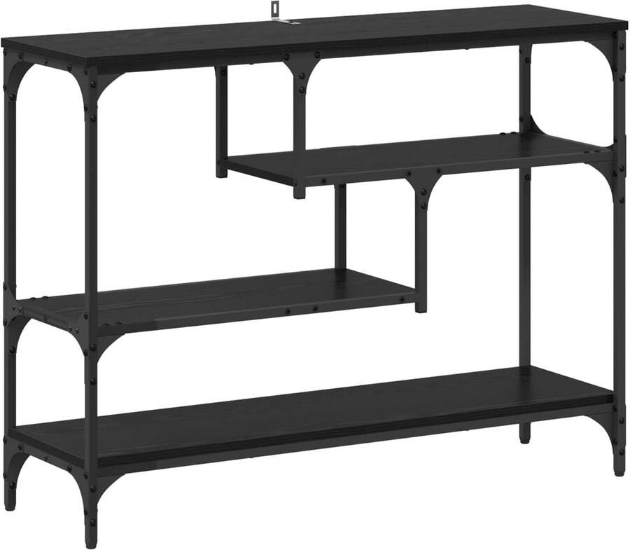 VidaXL Wandtafel met plank Zwart Eiken 100 x 30 x 75 cm Bewerkt hout - Foto 2