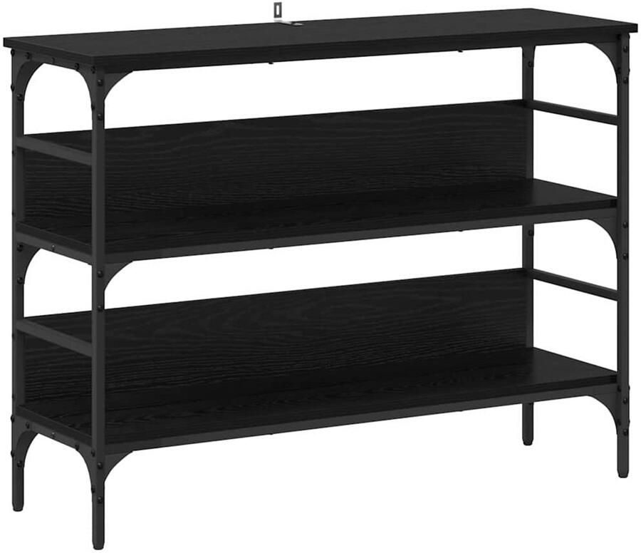 VidaXL Wandtafel met plank Zwart eiken 100 x 32 x 75 cm Bewerkt hout