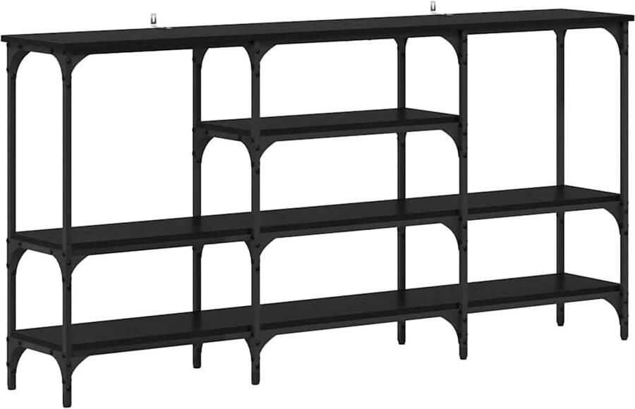 VidaXL Wandtafel met plank Zwart eiken 160 x 29 x 80 cm Bewerkt hout