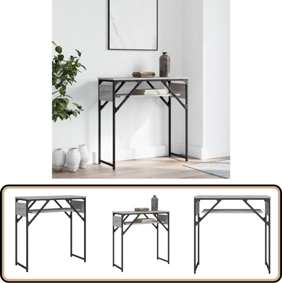 VidaXL Wandtafel 75x30x75 cm Grijs Sonoma Eiken Haltafel Wandtafel Industrieel Grijze Sonoma Eiken Houten Tafel Vintage Livingroom Entree Modern