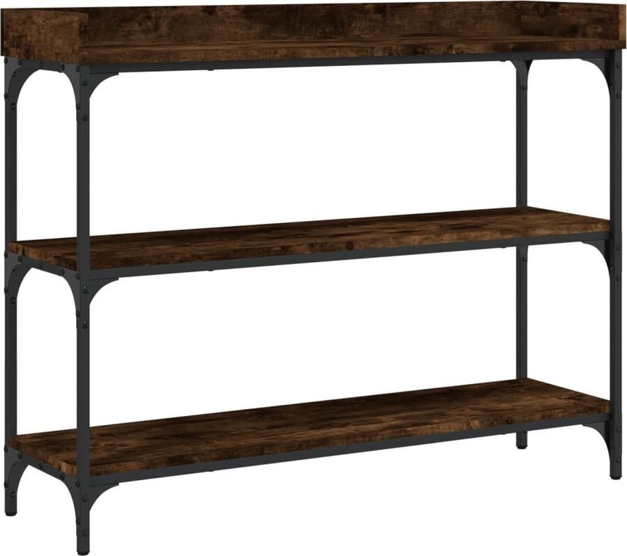 VidaXL Wandtafel Gerookt Eiken 100x30x80 cm Wandtafel Industrieel Design Houten Tafel Eiken Kleur Bergruimte Entreetafel Livingroom Tafel