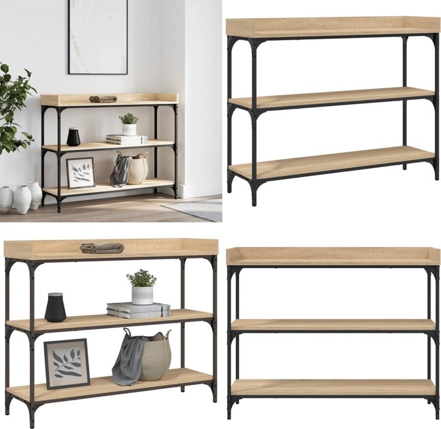 VidaXL Wandtafel met schappen 100x30x80 cm sonoma eikenkleurig Wandtafel Wandtafels Bijzettafel Console Tafel