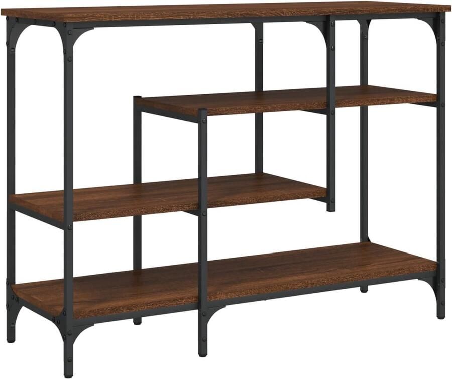 VidaXL Wandtafel met schappen 100x35x75 cm bruin eikenkleur Wandtafel Houten Wandtafel Bruine Wandtafel Eikenhouten Wandtafel Opbergwandtafel