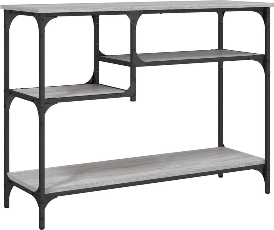 VidaXL Wandtafel met schappen 100x35x75 cm grijs sonoma eikenkleurig Wandtafel Wandtafels Bijzettafel Console Tafel