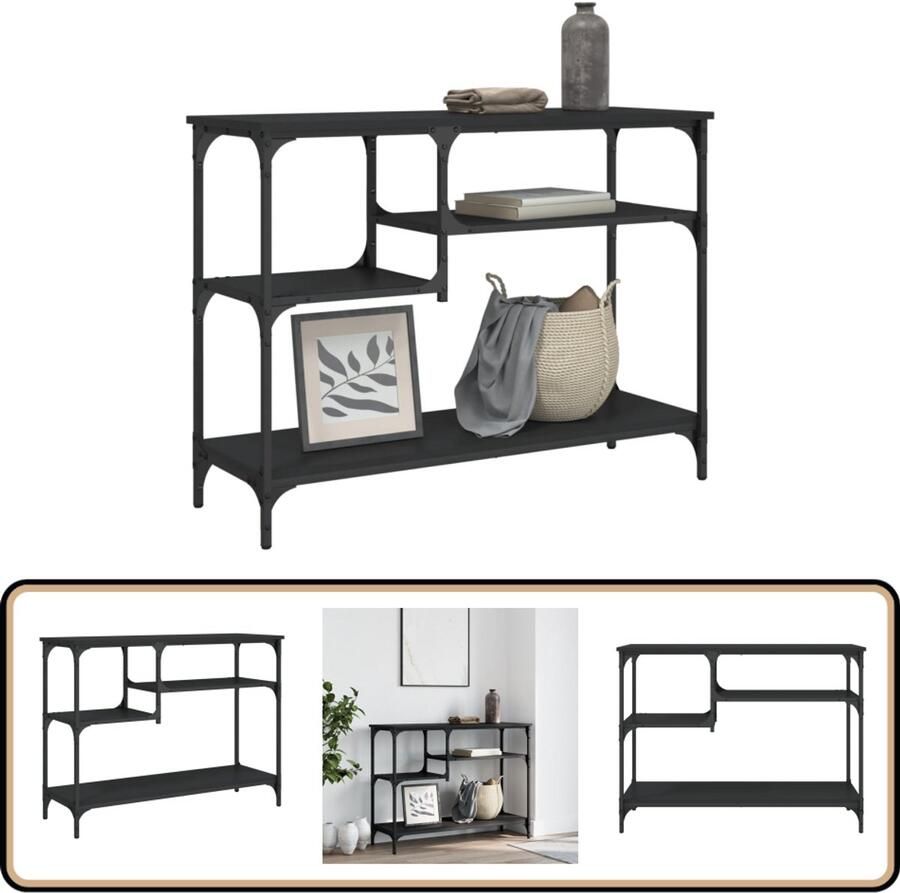 VidaXL Wandtafel met schappen 100x35x75 cm zwart