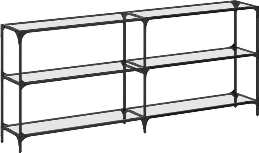 VidaXL Wandtafel Wandtafels Bijzettafel Console Tafel Wandtafel met transparant glazen blad 194 5x30x81 cm staal