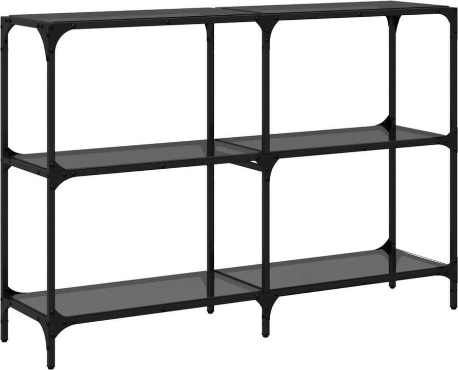 VidaXL Wandtafel met zwart glazen blad 118 5x30x81 cm staal - Foto 2