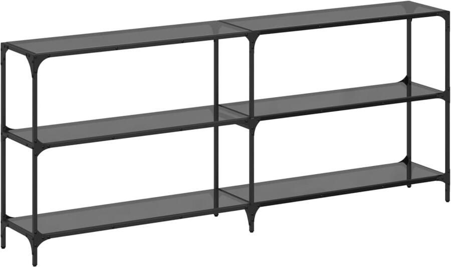 VidaXL Wandtafel met zwart glazen blad 194 5x30x81 cm staal