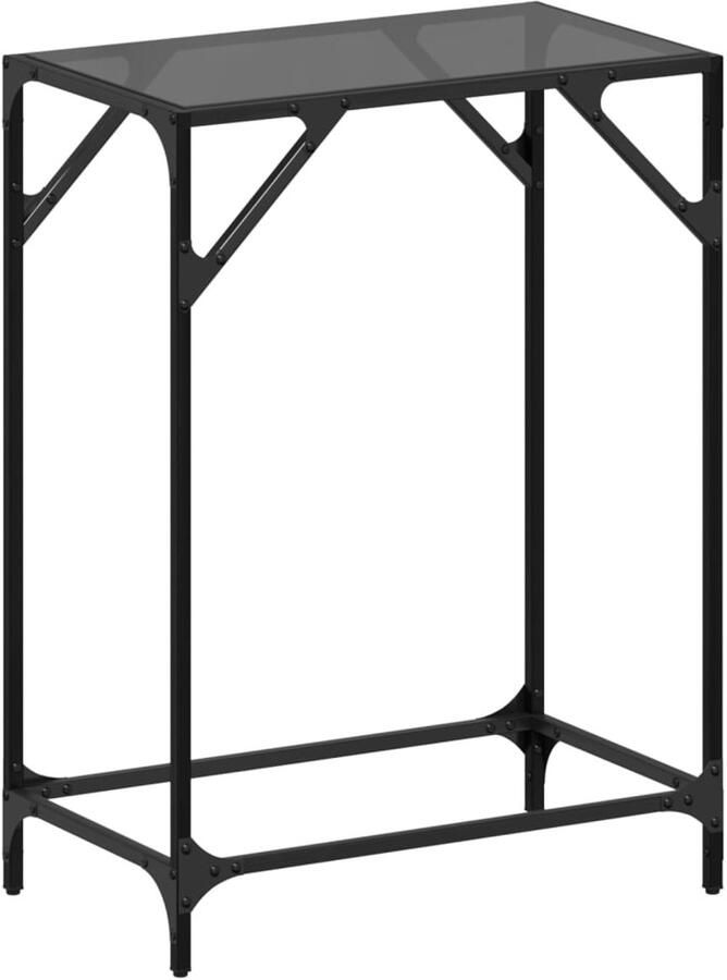 VidaXL Wandtafel Zwart glazen blad 60x35x81 cm Wandtafel Glazen Tafels Salontafel Entreetafel Black Glass Furniture