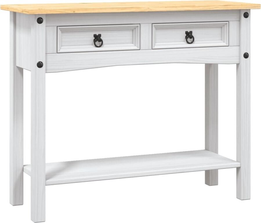 VidaXL -Wandtafel-Mexicaans-grenenhout-Corona-stijl-90x34 5x73-cm-wit - Foto 4