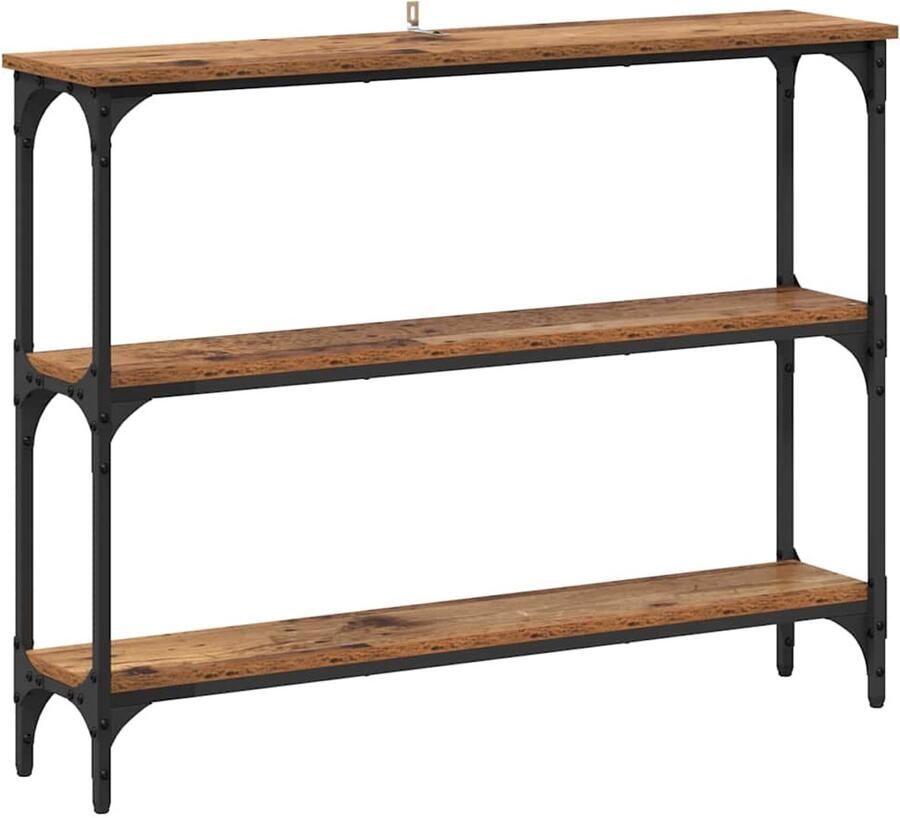 VidaXL Wandtafel Oud hout 100 x 22.5 x 75 cm Engineered hout en Metaal