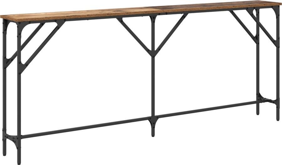 VidaXL Wandtafel Oud Hout 180 x 23 x 75 cm Samengesteld hout en metaal