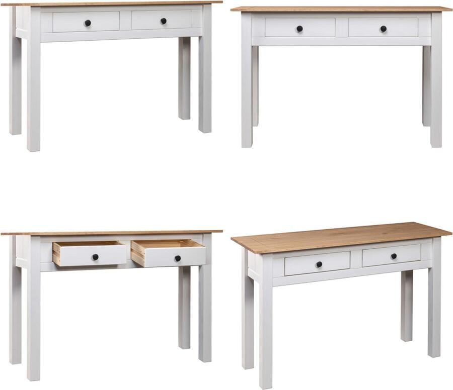 VidaXL Wandtafel Panama Range 110x40x72 cm massief grenenhout wit Wandtafel Wandtafels Bijzettafel Eindtafel