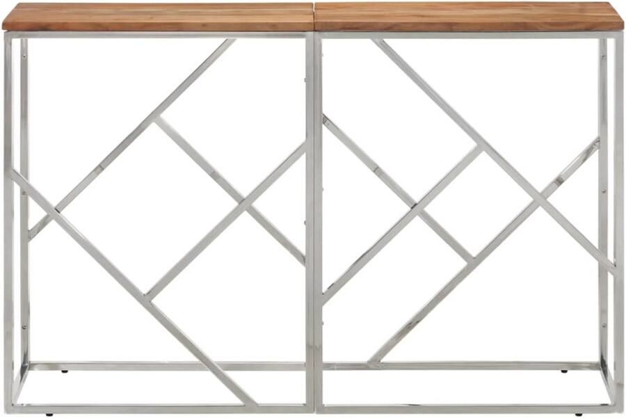 VidaXL Wandtafel Roestvrij Staal & Acaciahout 110x30x70 cm Wandtafel Scandinavisch Design Acacia Hout Roestvaststaal Salontafel