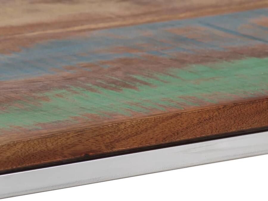 VidaXL Wandtafel Wandtafels Bijzettafel Console Tafel Wandtafel roestvrij staal en massief gerecycled hout zilver - Foto 2