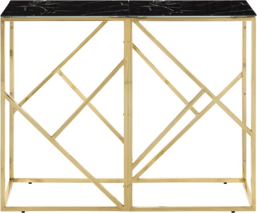 The Living Store Wandtafel roestvrijstaal en gehard glas goudkleurig Wandtafel Salontafel Entreetafel Consooltafel Gouden Tafel