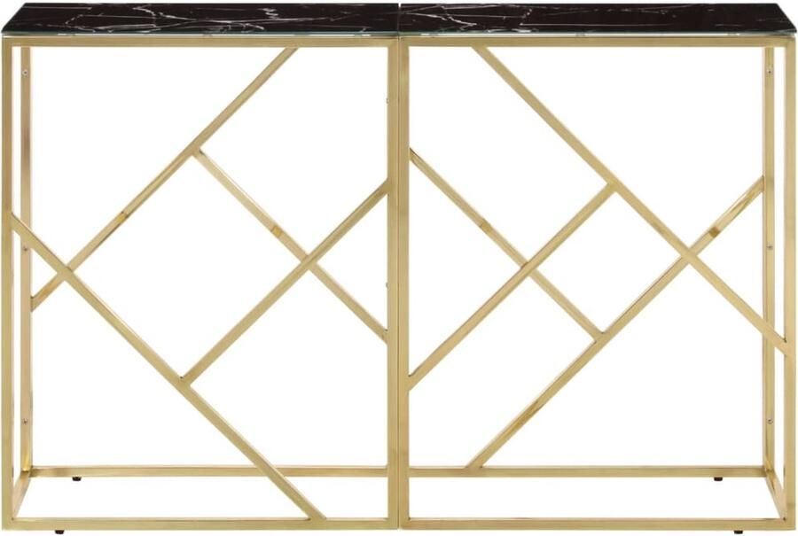 The Living Store Wandtafel roestvrijstaal en gehard glas goudkleurig Wandtafel Salontafel Consooltafel Modern Meubilair Glazen Tafellamp