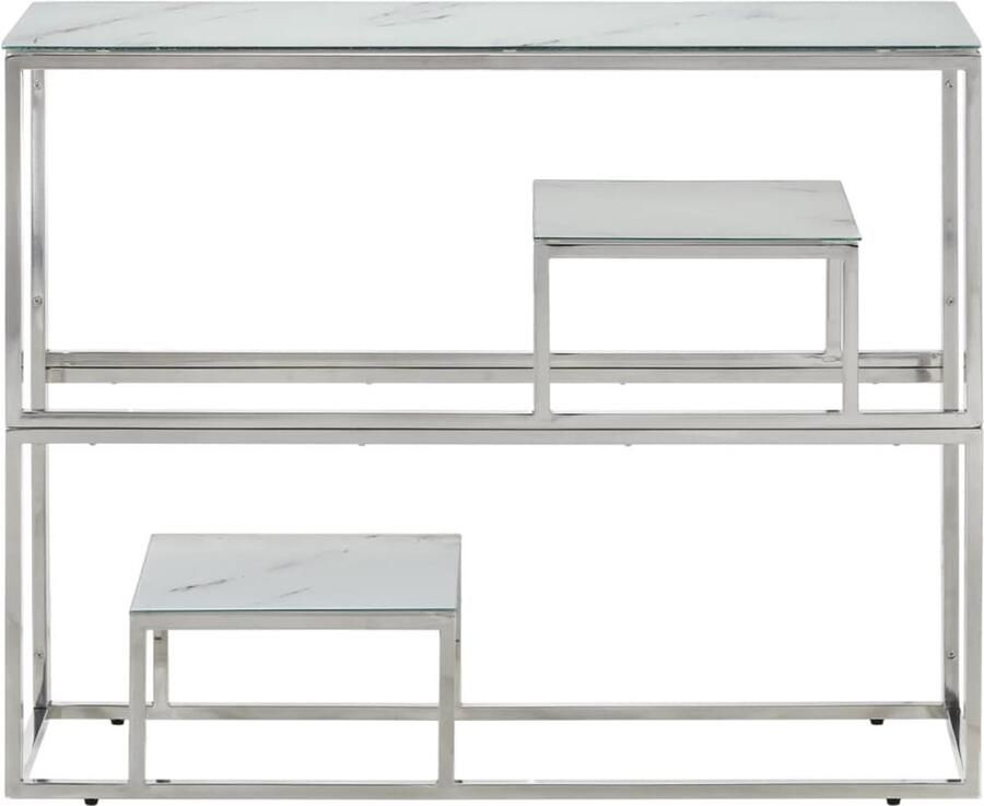 The Living Store Wandtafel roestvrijstaal en gehard glas zilverkleurig Wandtafel Salontafel Consooltafel Entreetafel Modern Design