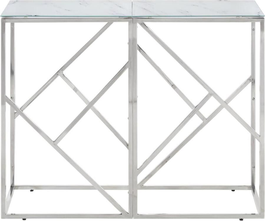The Living Store Wandtafel roestvrijstaal en gehard glas zilverkleurig Wandtafel Salontafel Entreetafel Consooltafel Moderne Tafel