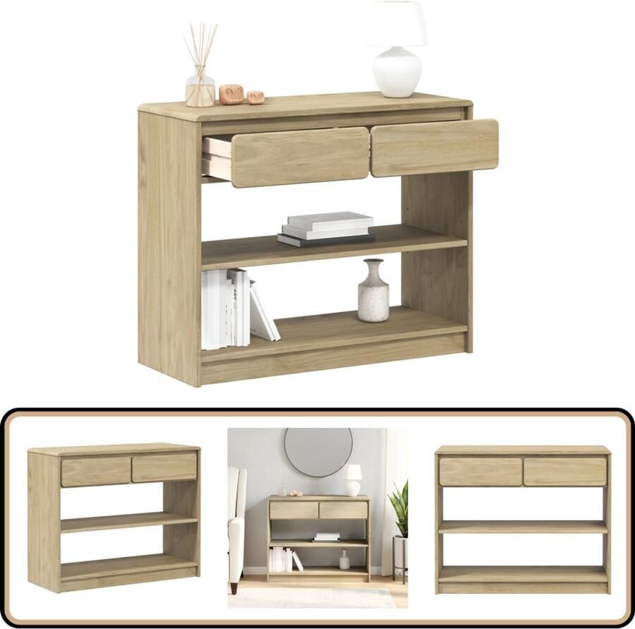 VidaXL Wandtafel SAUDA Massief Grenenhout Eikenkleur Wandtafel Salontafel Houten Tafel Grenoblehouten Tafel Vintage Tafel